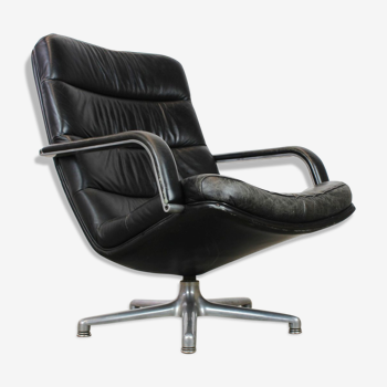 Black leather F141 armchair by Geoffrey Harcourt for Artifort 1970s