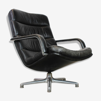 Fauteuil F141 en cuir noir par Geoffrey Harcourt pour Artifort 1970s