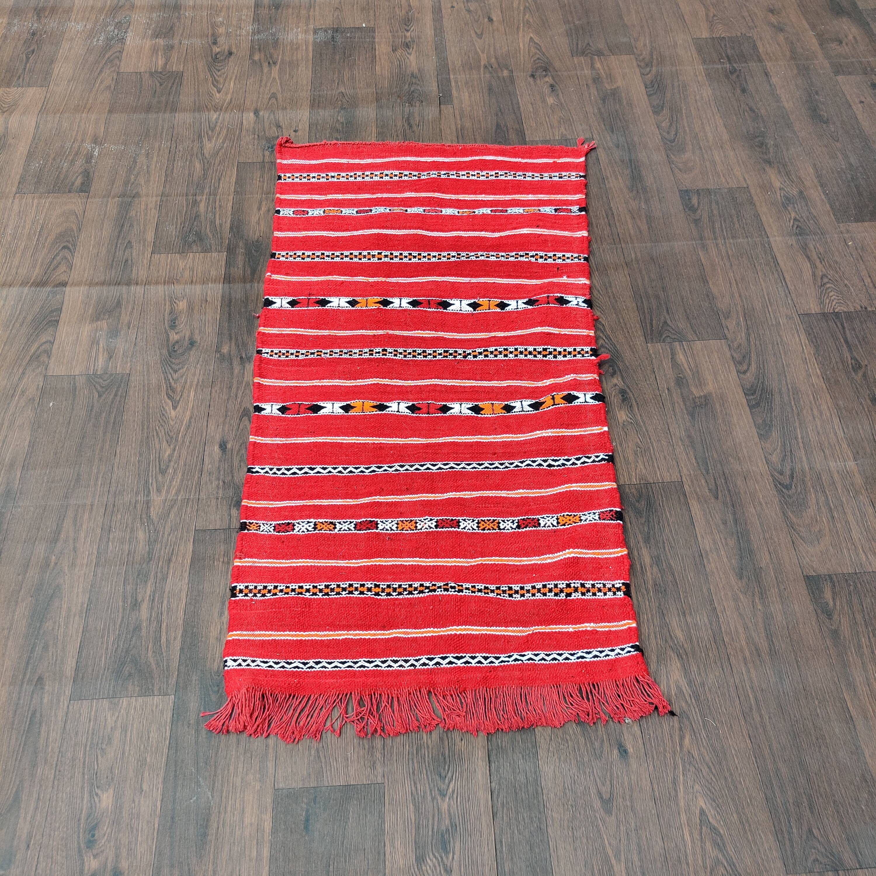 Red Moroccan kilim carpet