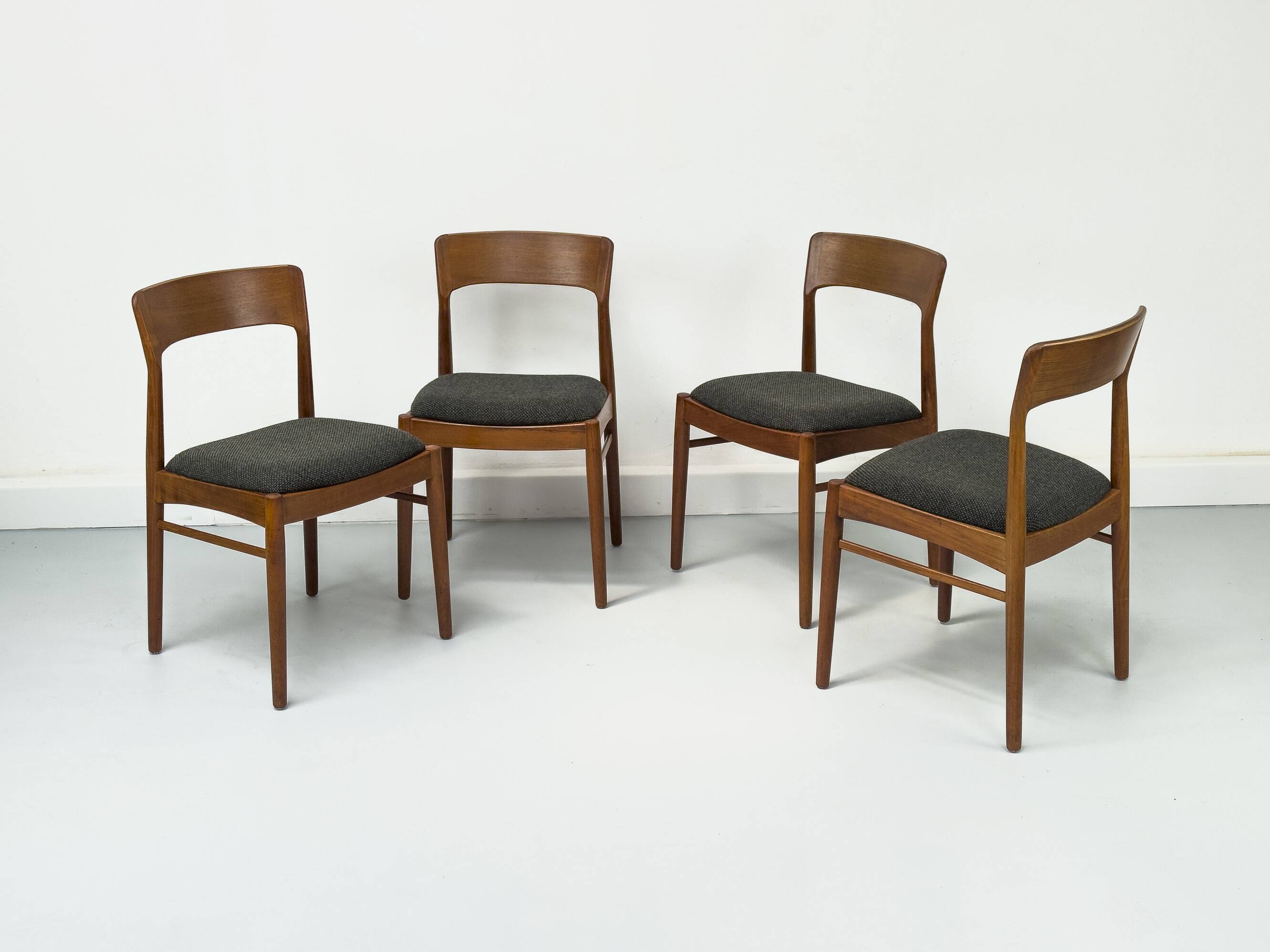 Teak and Wool Dining Chairs from Korup Stolefabrik, 1960s, Set of 4
