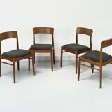 Teak and Wool Dining Chairs from Korup Stolefabrik, 1960s, Set of 4