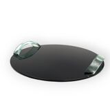 Hollywood regency black glass tray, Italy 1970s