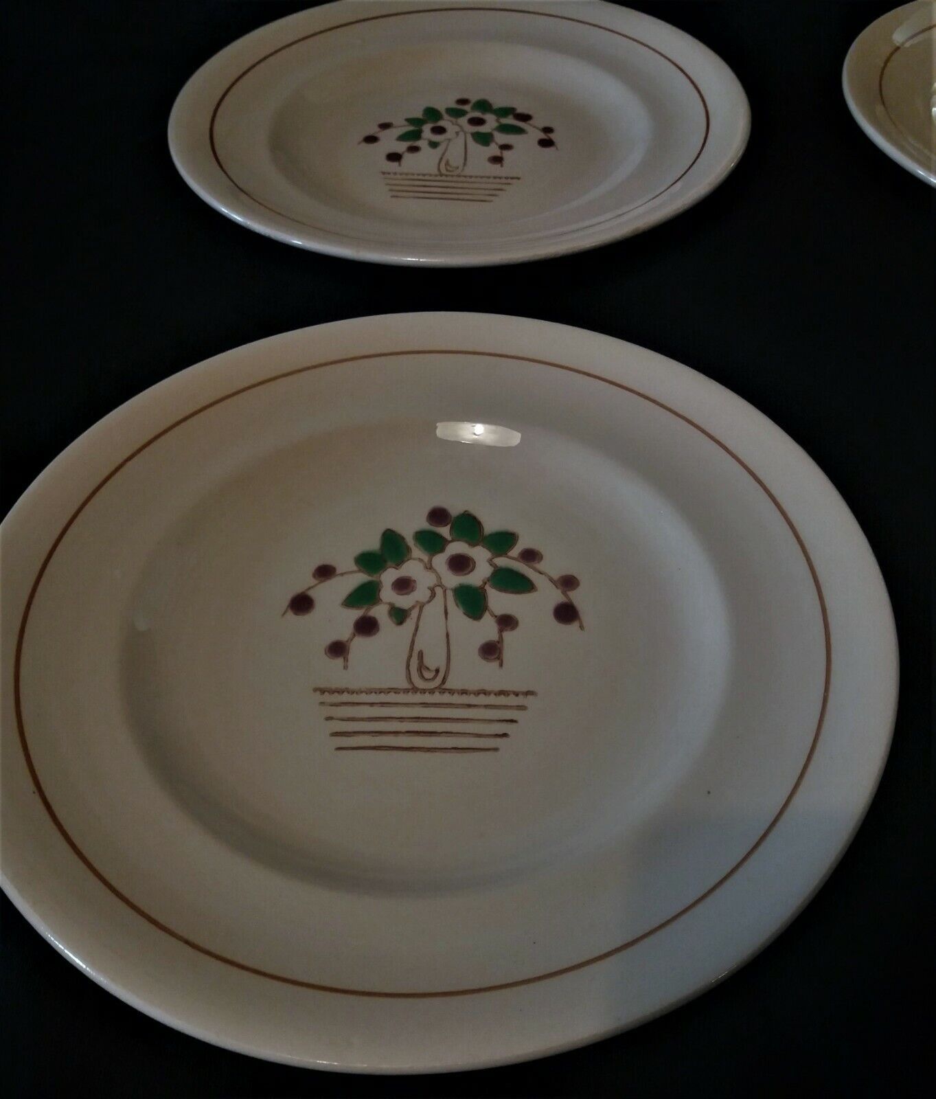 Series of six dessert plates Longwy years 50 cherry blossoms