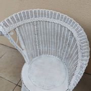 Paire de fauteuil en osier rotin blanc art deco vintage