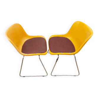Pair of Orange Sled Chairs