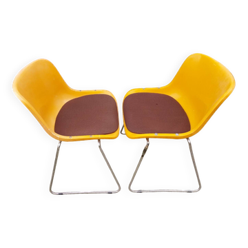 Pair of Orange Sled Chairs