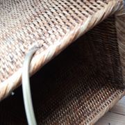 Pied de lampe rotin tressé, carré, vintage 1970