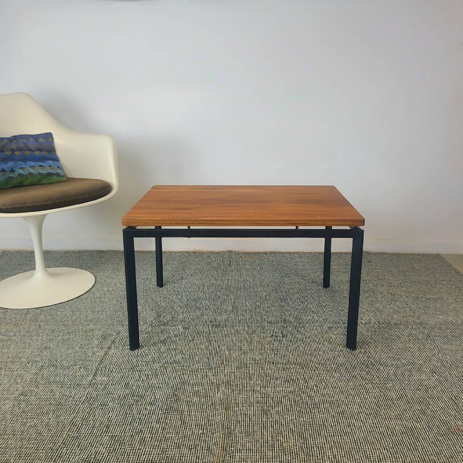 Vintage coffee table, minimalist modernist design, teak, 1960s.