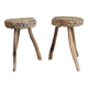Pair of brutalist tripod stools attributed to Audoux & Minet.