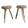 Pair of brutalist tripod stools attributed to Audoux & Minet.