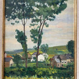 Signed village landscape