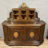 Art Nouveau period clock sideboard in oak and burl circa 1900