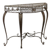 Console ancienne en fer peinte avec décorations en tôle, XXe siècle