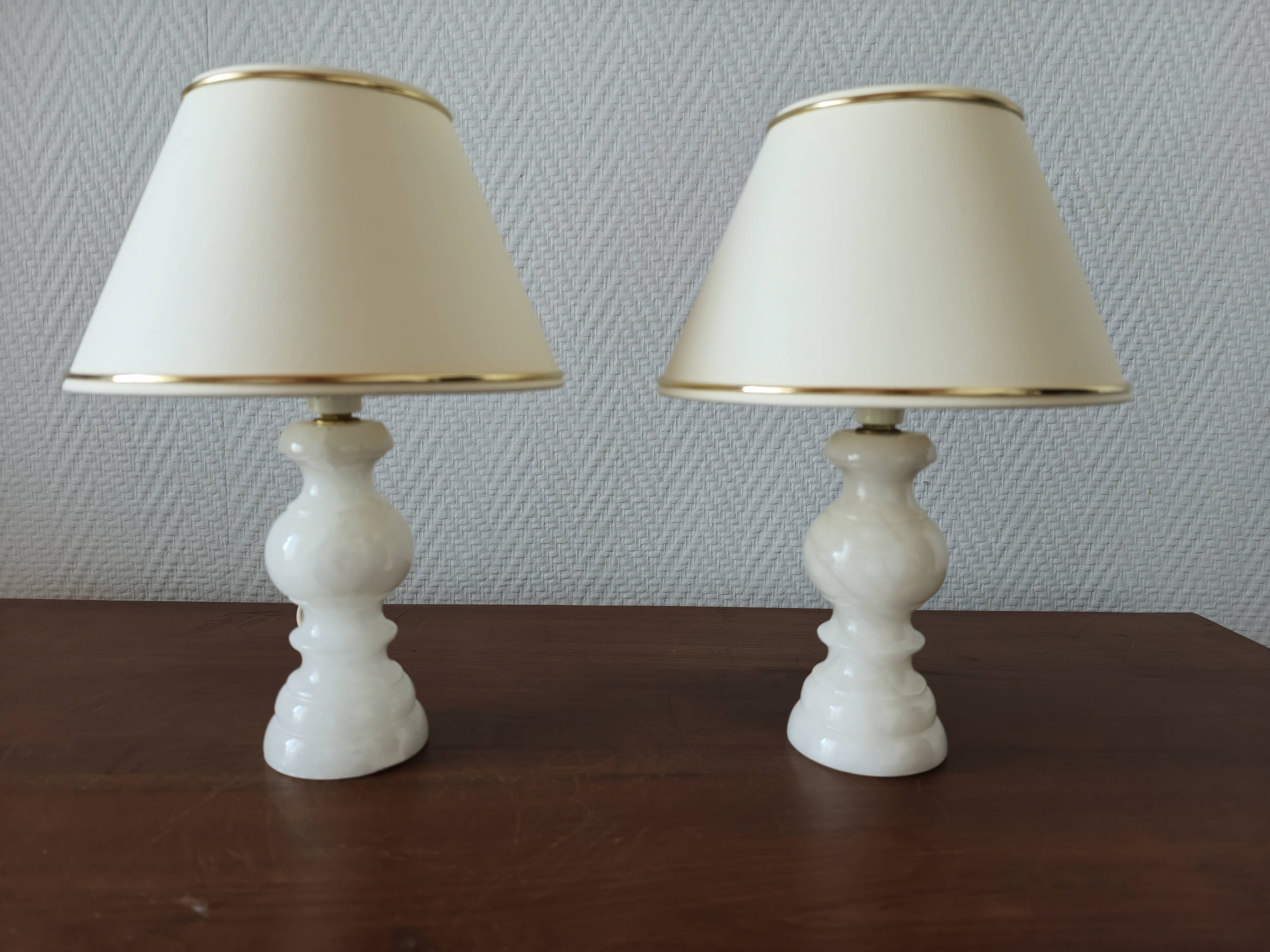 Pair of vintage alabaster lamps
