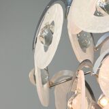 Lustre vintage en verre de murano par vistosi avec 27 disques / italie des années 60 / design italien de l'ère spatiale