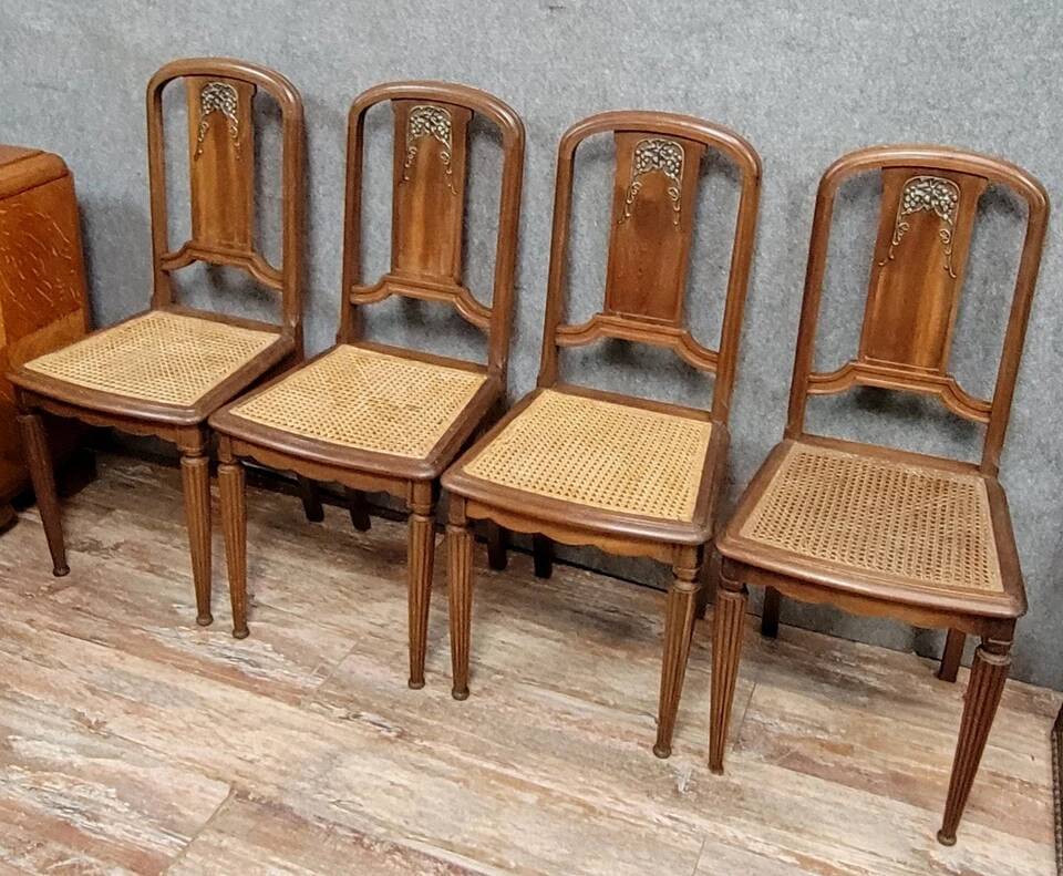 Set of 4 Art Nouveau mahogany chairs circa 1900