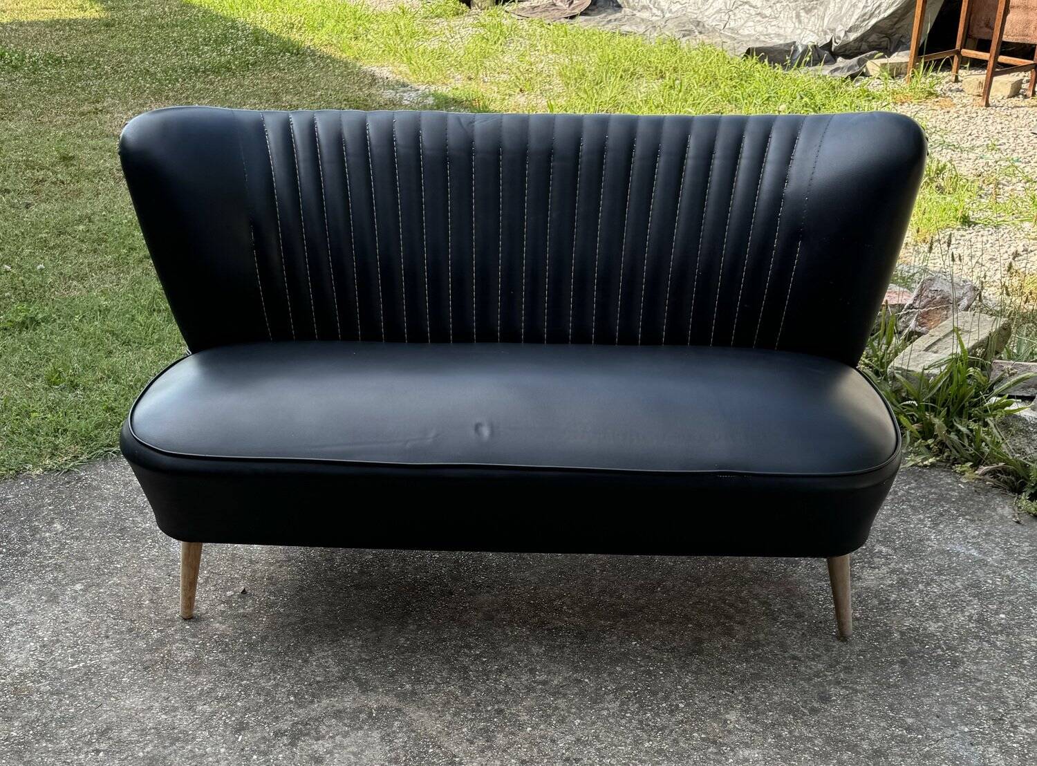 Mid-century sky black cocktail sofa, 1950s