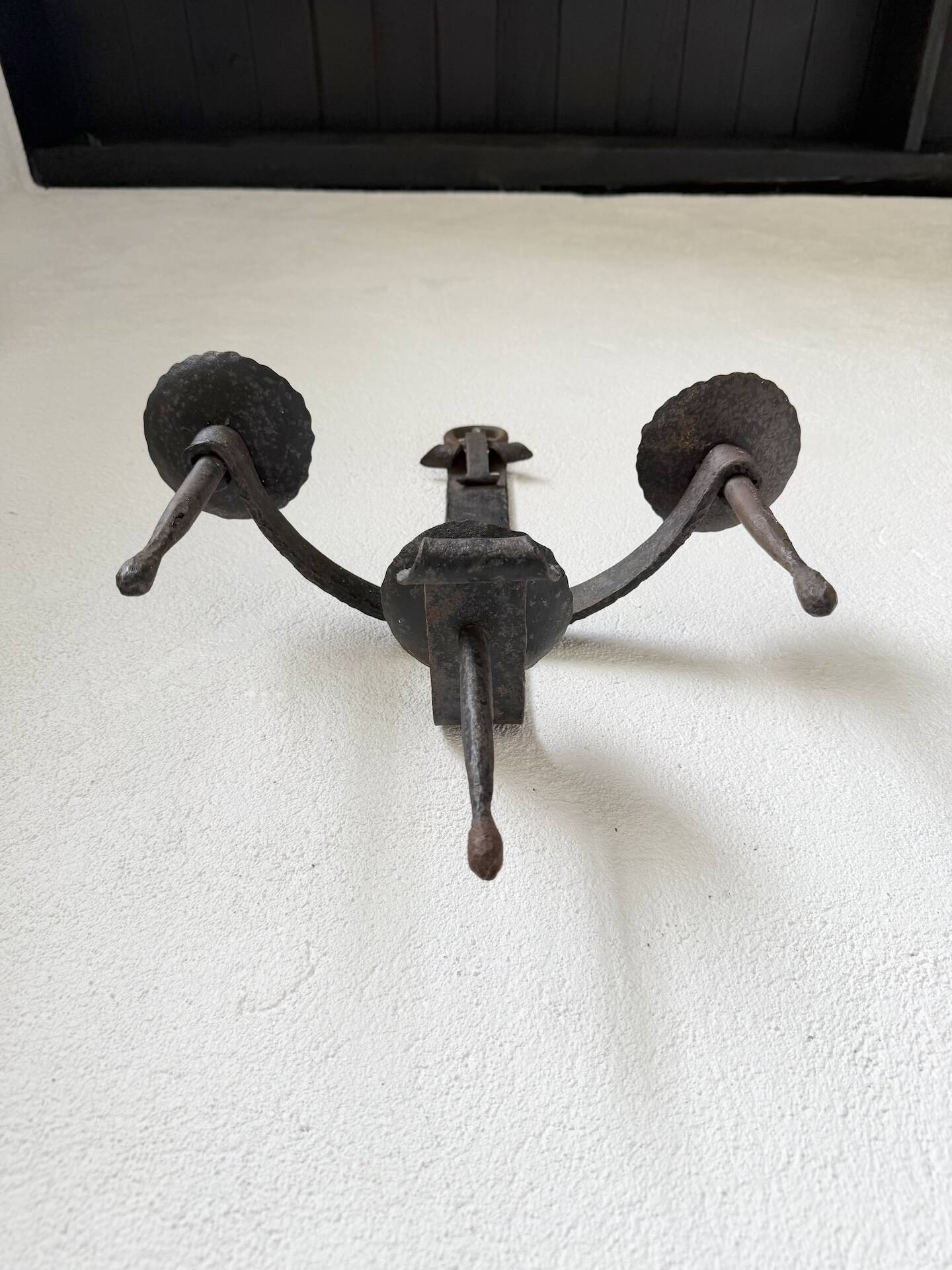 Wrought iron candle holders 1900 brutalist sconces