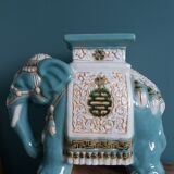 Green blue ceramic elephant