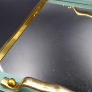 Plateau en bois métal et miroir vers 1950