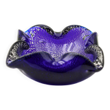 Murano ashtray blue glass silver inclusions