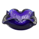 Murano ashtray blue glass silver inclusions