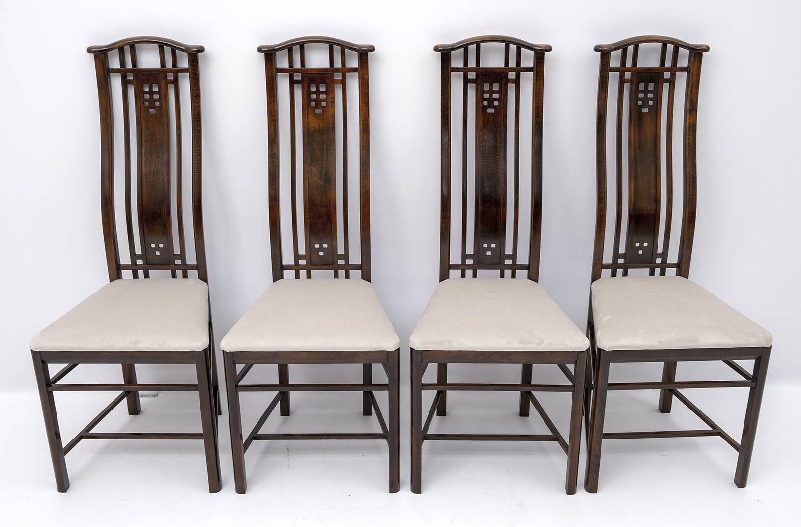 Four Giorgetti Italian Dinning Armchairs "Gallery", 1980s
