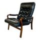 Vintage mid-century Scandinavian black leather lounge chair 1970s