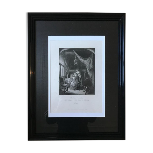 Gérard dou, la dame à sa toilette, gravure, xixème siècle