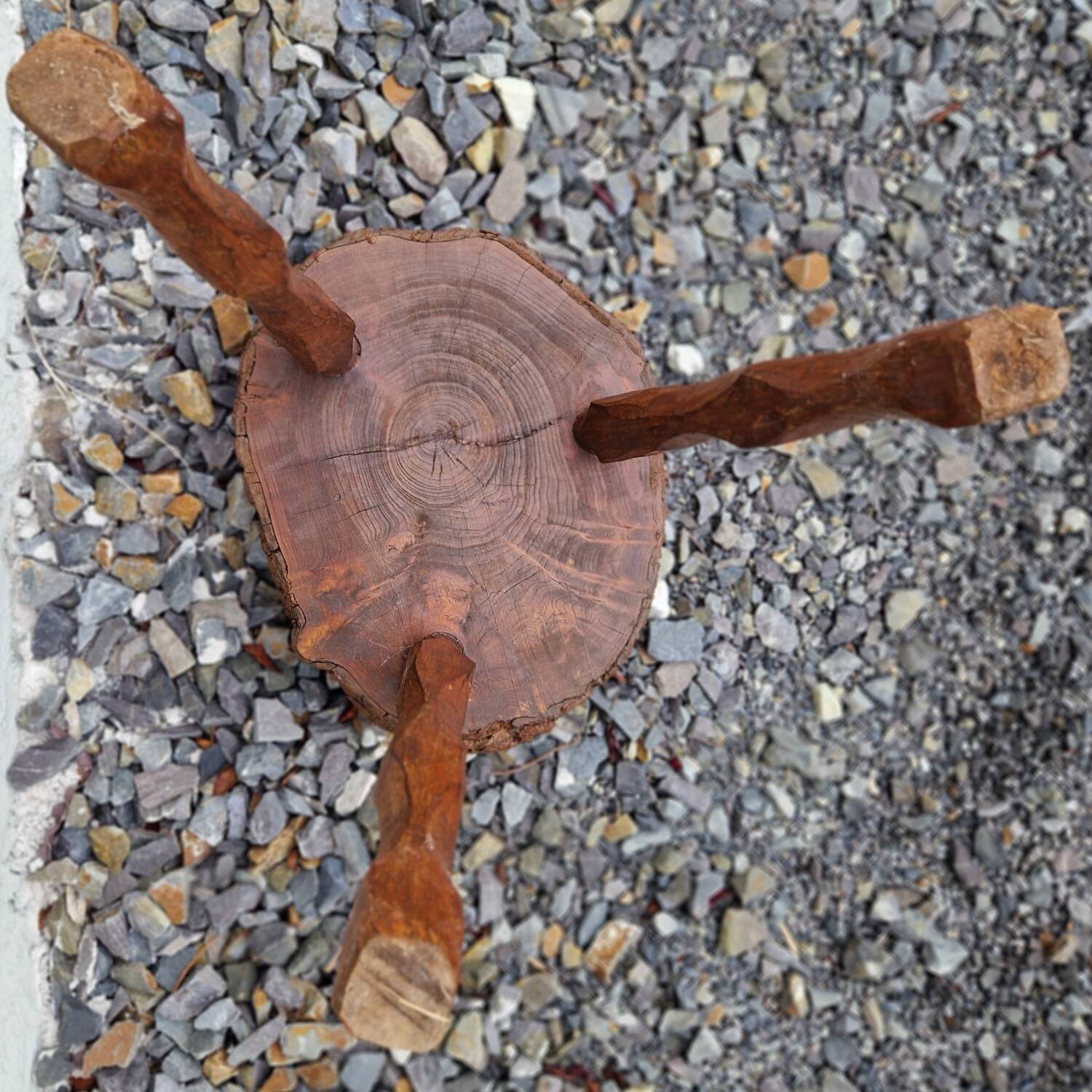 Vintage solid wood tripod stool