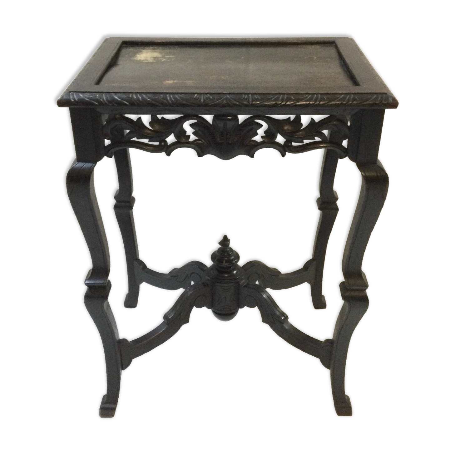 Blackened wooden openwork harness