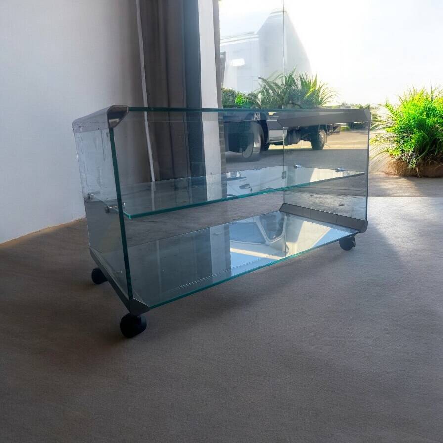 Gallotti & radice vintage glass bar cart and side table