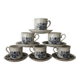 Vintage set of 6 Royal Wessex English blue flower cups and saucers