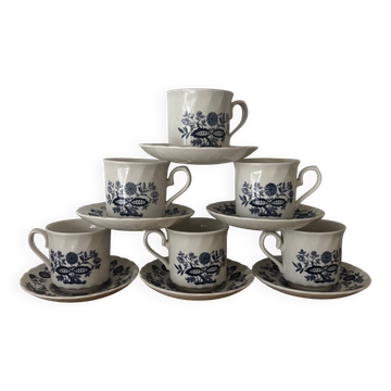 Vintage lot de 6 tasses et soucoupes fleurs bleues Royal Wessex anglais