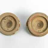 Pair of egg cups/candle holders by Alexandre Bigot – Art Nouveau stoneware