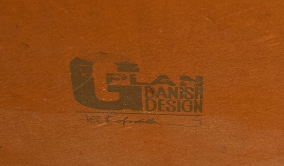 Retro teak 1960s kofod larsen upholstered mustard stool