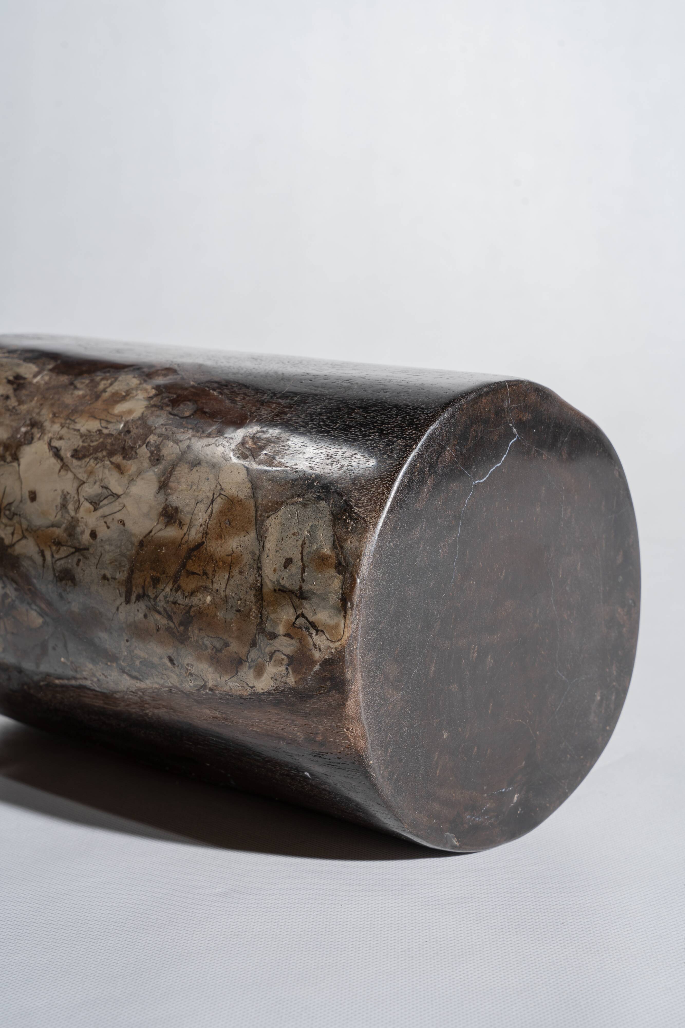 Side table in black petrified wood h:28,5cm d:17cm