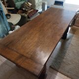 Table bois massif chene - type table de réfectoire pieds incurves