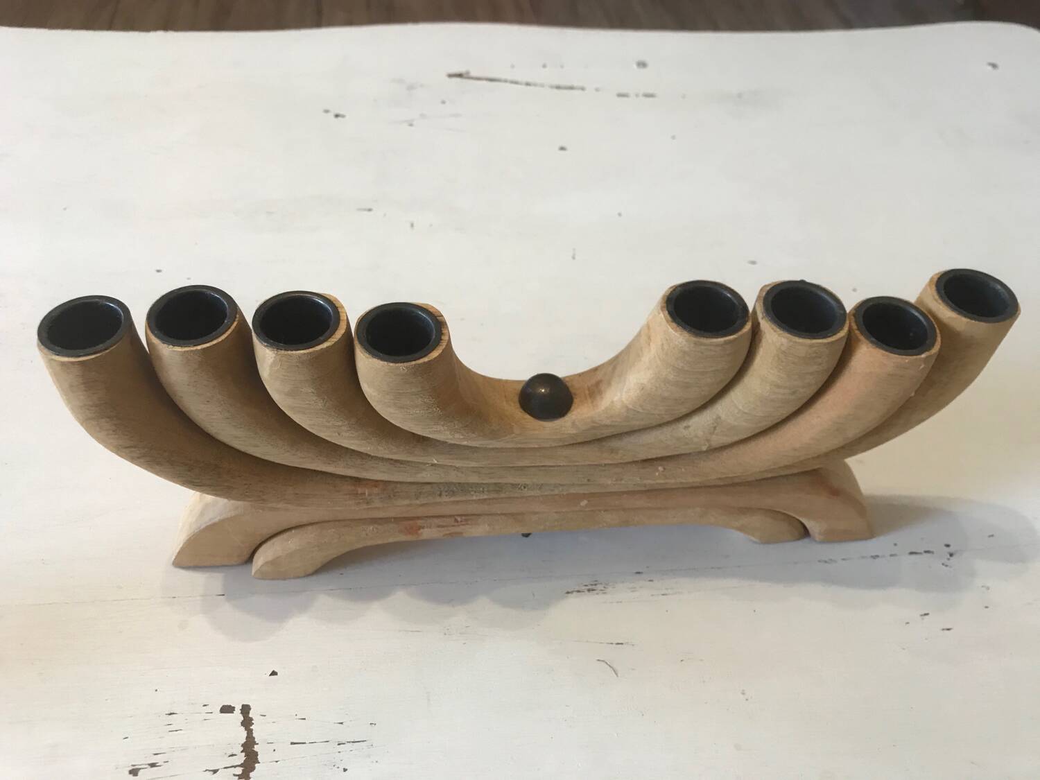 Scandinavian design vintage wood candle holder