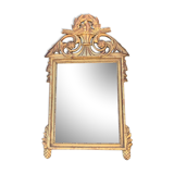 Antique mirror with gilded wood pediment, Louis XVI style