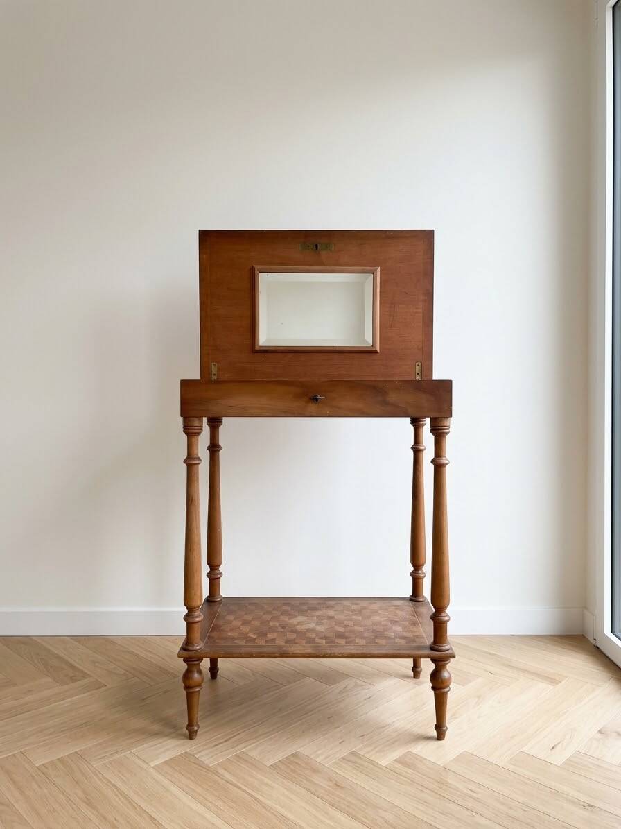 Antique marquetry wooden dresser