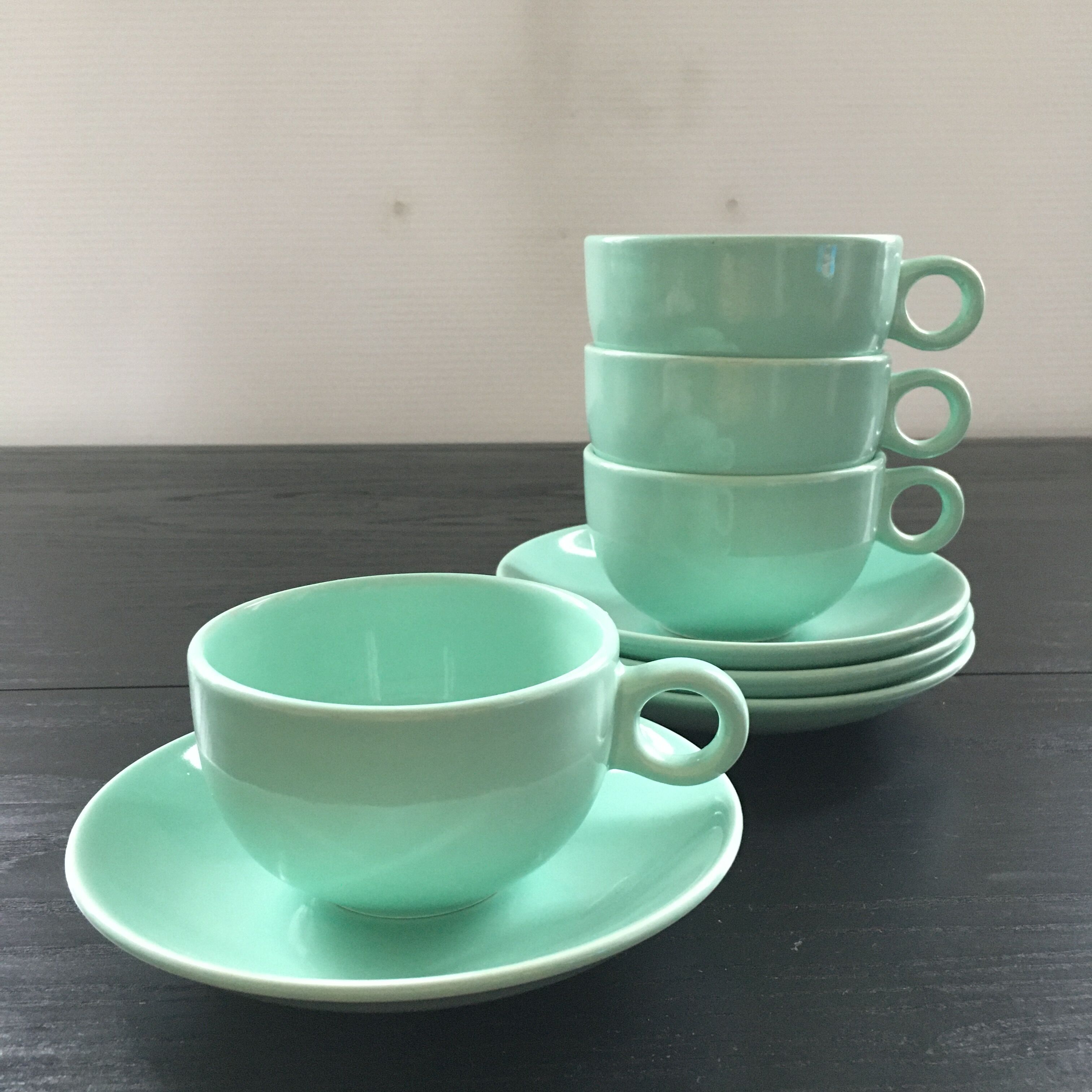 Set of 4 almond green cups