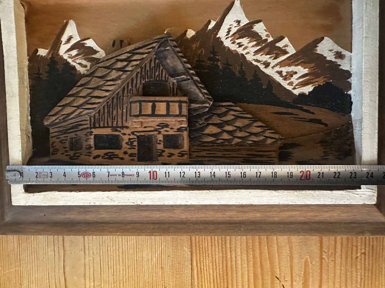 Vintage 1950s Alpine Table, Carved and Painted Wood - Warm Atmosphere