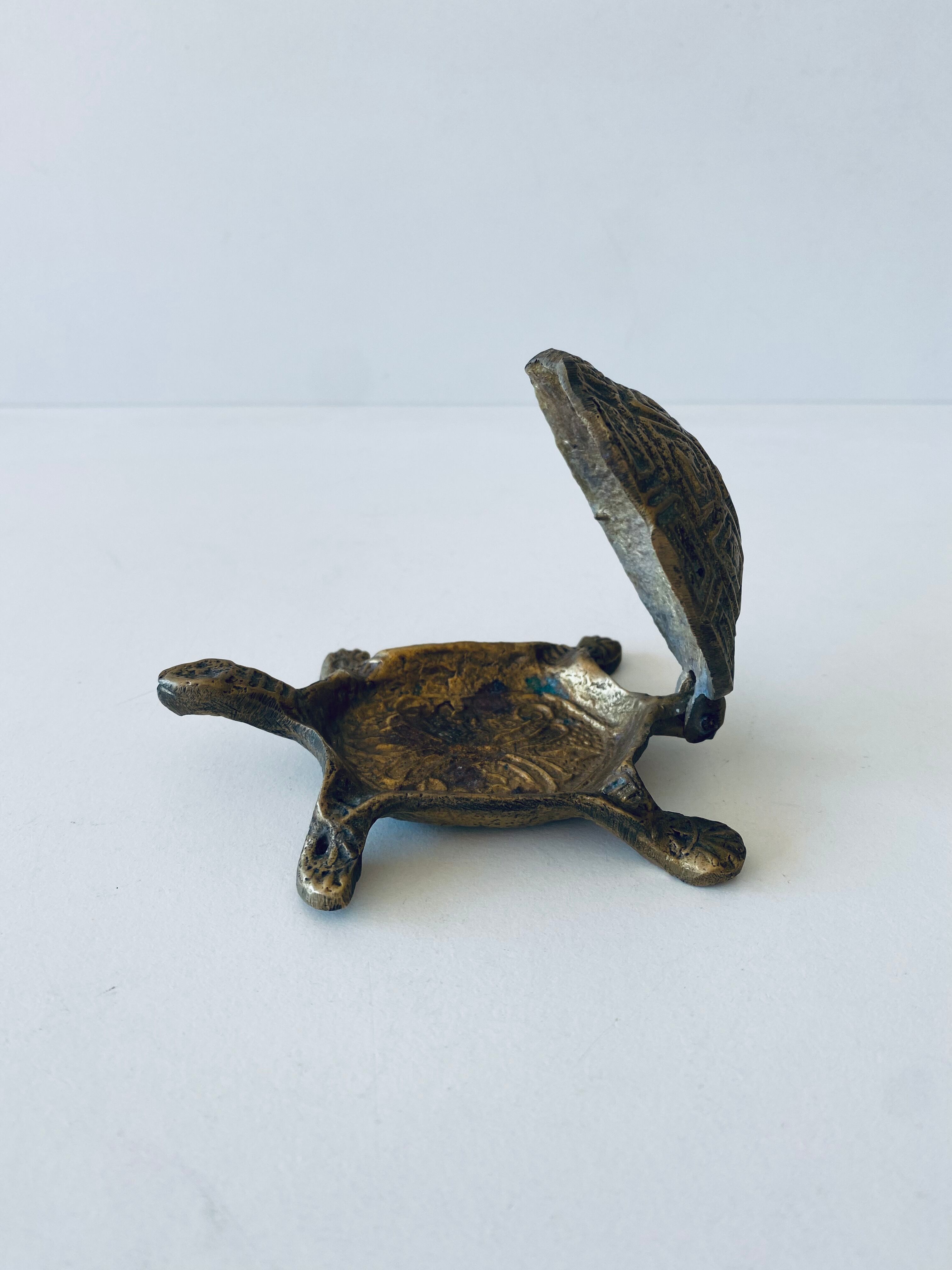 Brass turtle ashtray