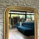 Miroir ancien 136,5/98cm Louis-Philippe perlé doré à la feuille d’or