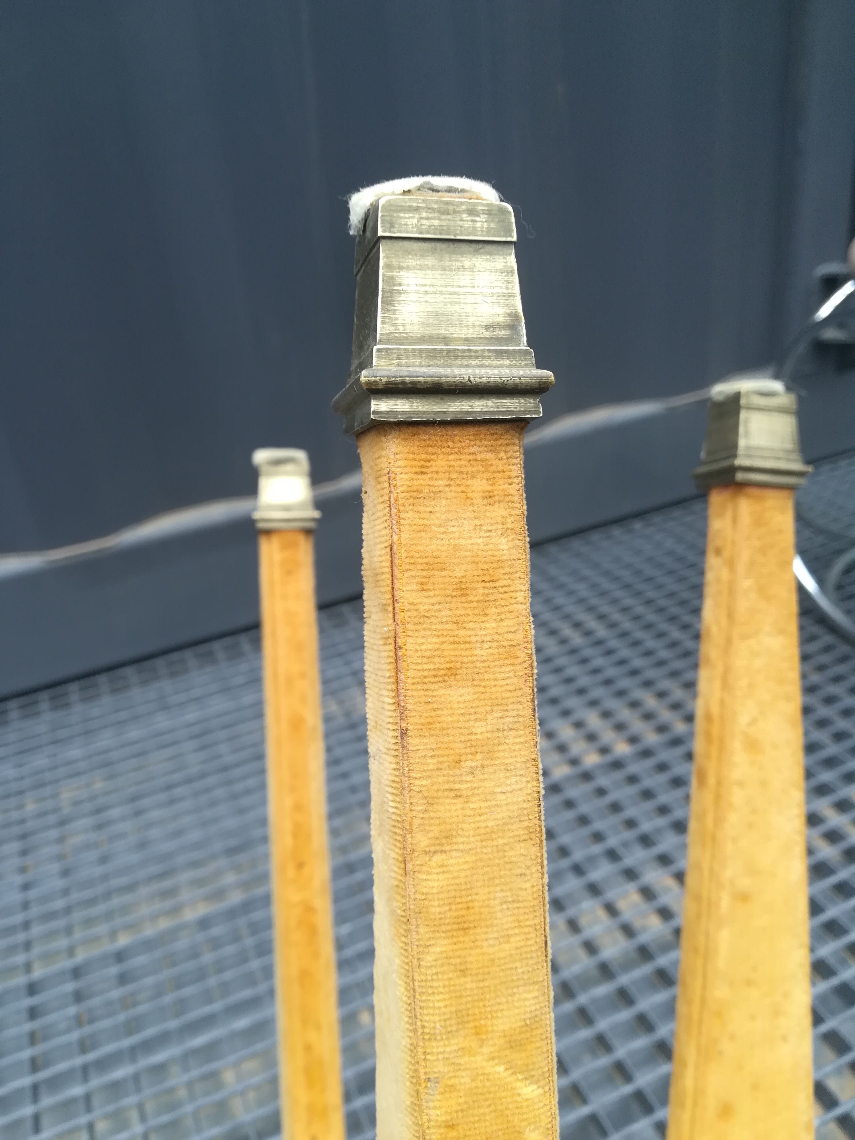 Wooden and gold velvet stool