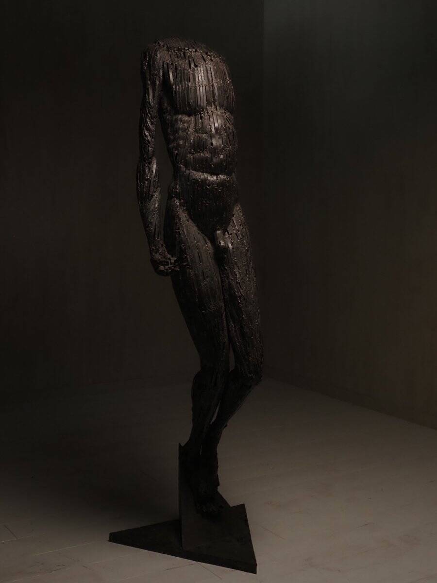 Sculpture of a male nude, 1986, metal
