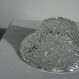 Small glass dish with vintage diamond points, a sparkle.