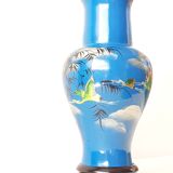 Chinese lacque style vase with bird patterns - perfect condition