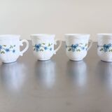 4 Veronica model espresso cups with small iconic forget-me-not flowers from the 80s